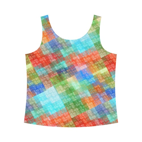 Funny Colorful Check All Over Print Tank Top for Women (Model T43)