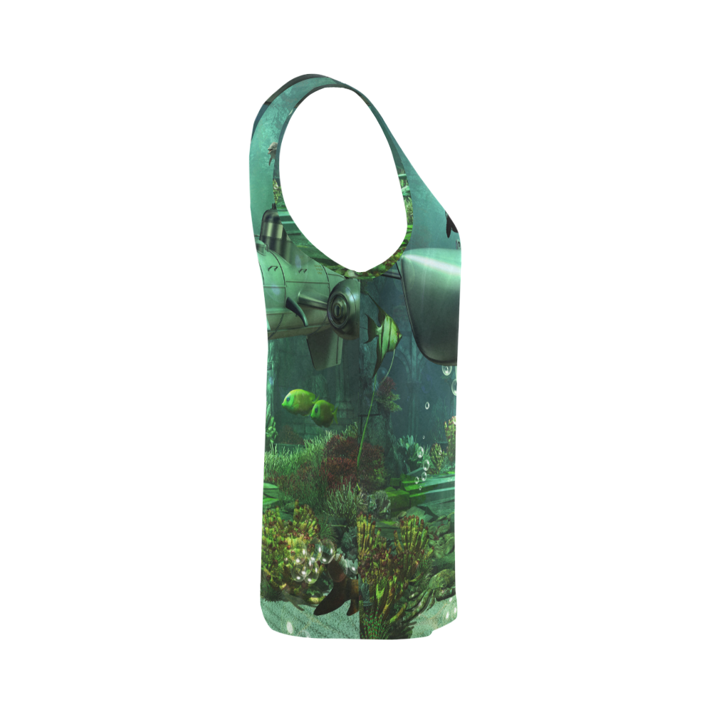 Awesome submarine with orca All Over Print Tank Top for Women (Model T43)