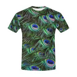 Peacock Feathers All Over Print T-Shirt for Men (USA Size) (Model T40)