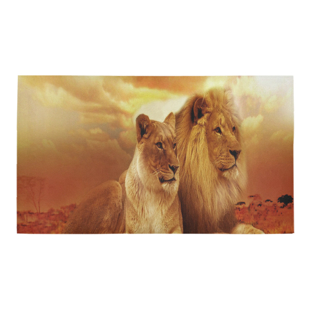 Lion Couple Sunset Fantasy Bath Rug 16''x 28''