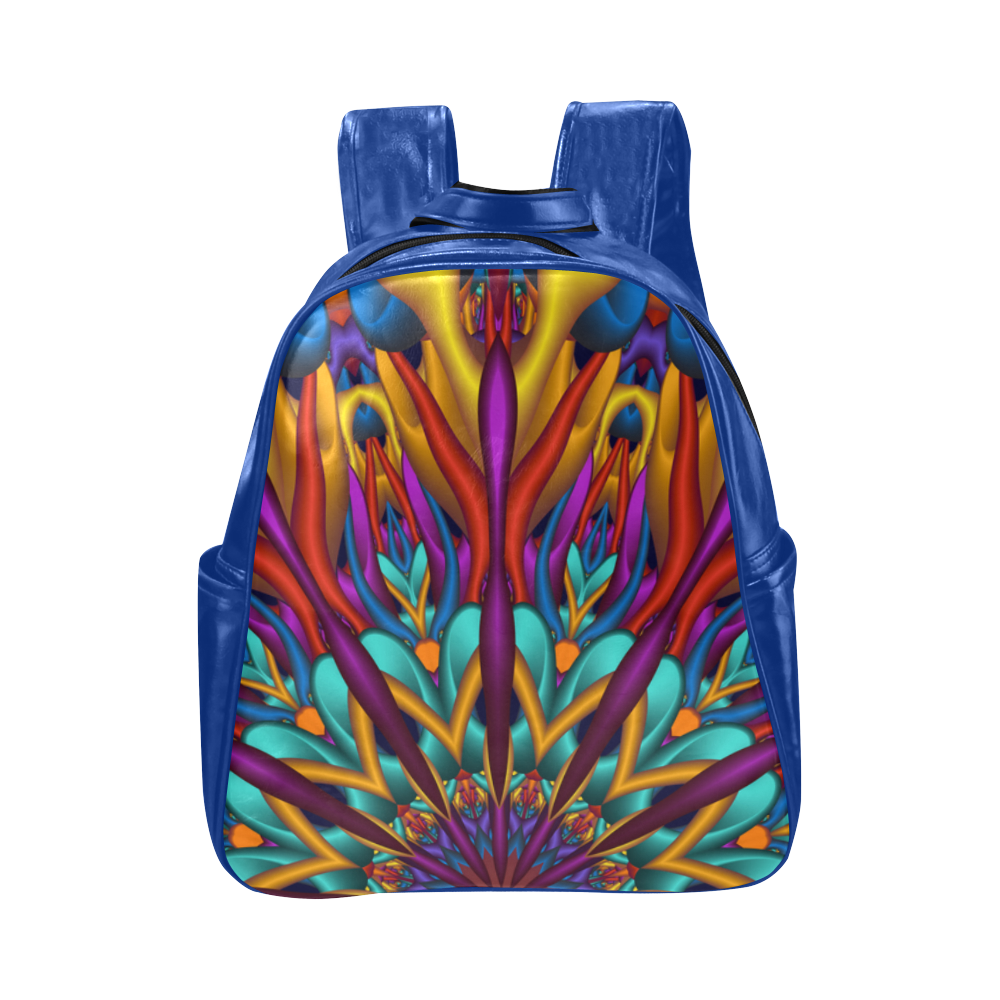 Psychedelic 3D fractal mandala Upwards Version Multi-Pockets Backpack (Model 1636)