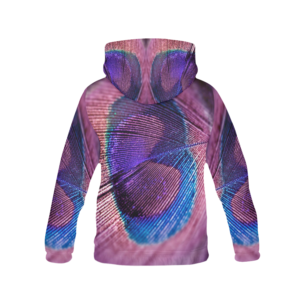 Purple Peacock Feather All Over Print Hoodie for Men (USA Size) (Model H13)