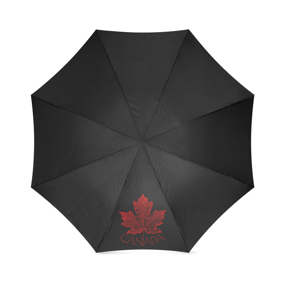 Black Canada Souvenir Umbrella Retro Foldable Umbrella (Model U01)