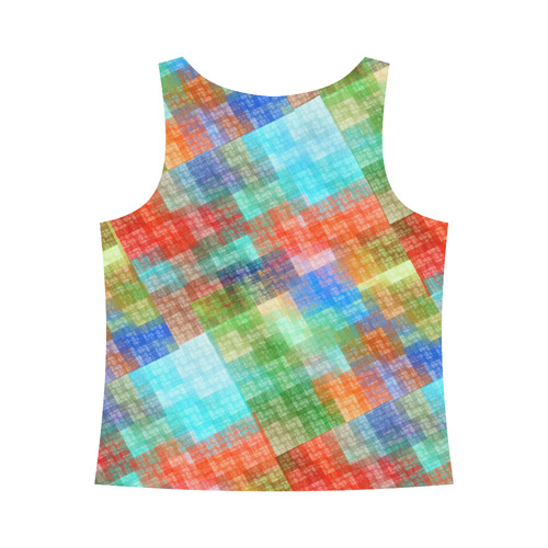 Funny Colorful Check All Over Print Tank Top for Women (Model T43)