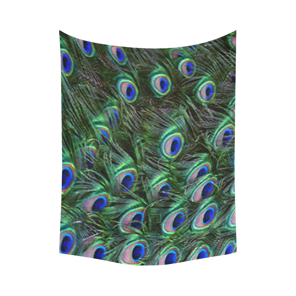 Peacock Feathers Cotton Linen Wall Tapestry 80"x 60"