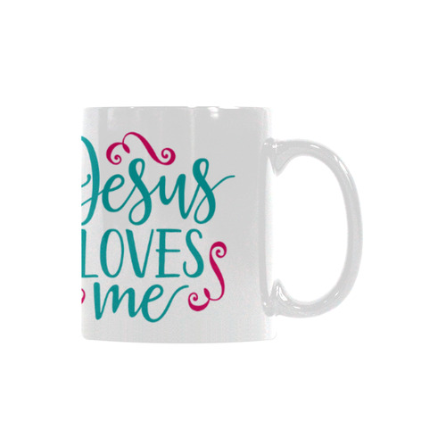 Jesus Loves Me turq/fuschia White Mug(11OZ)