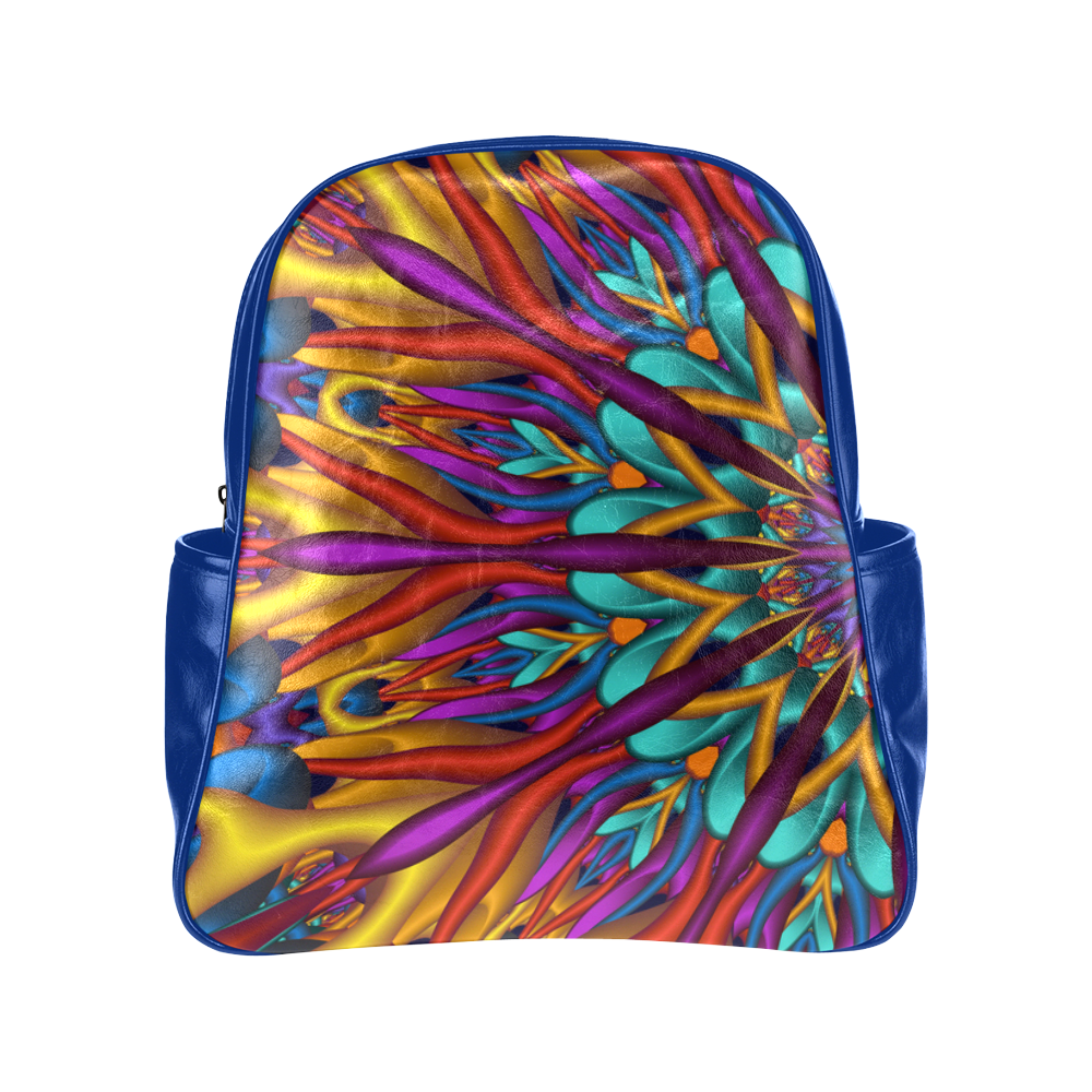 Psychedelic 3D fractal mandala Asymmetric Version Multi-Pockets Backpack (Model 1636)