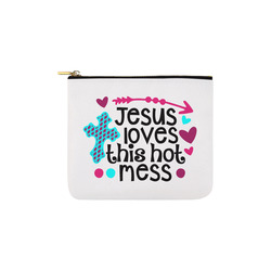 Jesus Loves This Hot Mess Carry-All Pouch 6''x5''