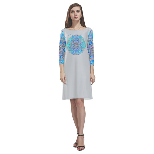 protection in blue harmony-3 Rhea Loose Round Neck Dress(Model D22)