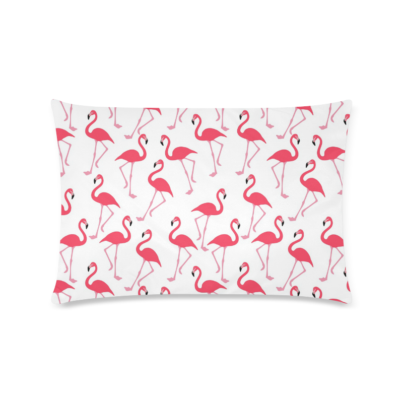 Flamingos on white background. Custom Zippered Pillow Case 16"x24"(Twin Sides)