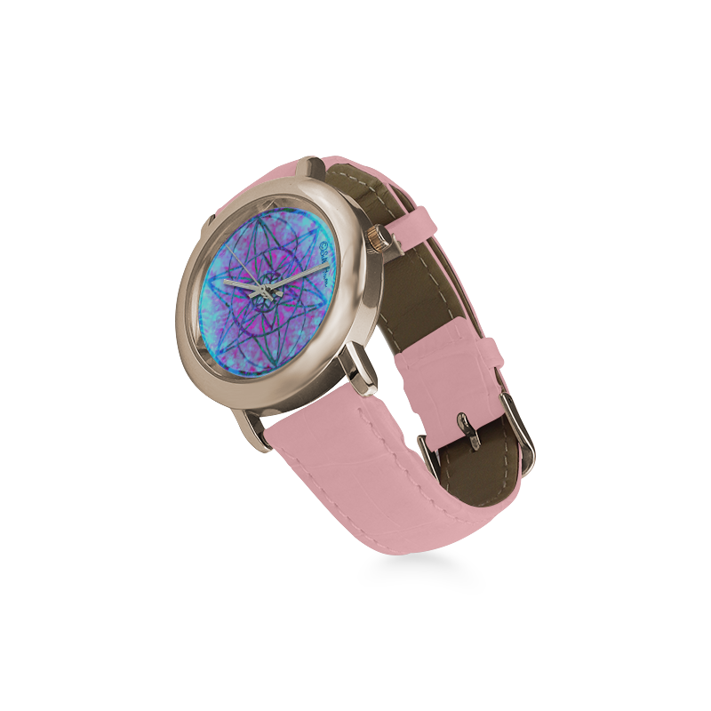 protection through an indigo wave Women's Rose Gold Leather Strap Watch(Model 201)