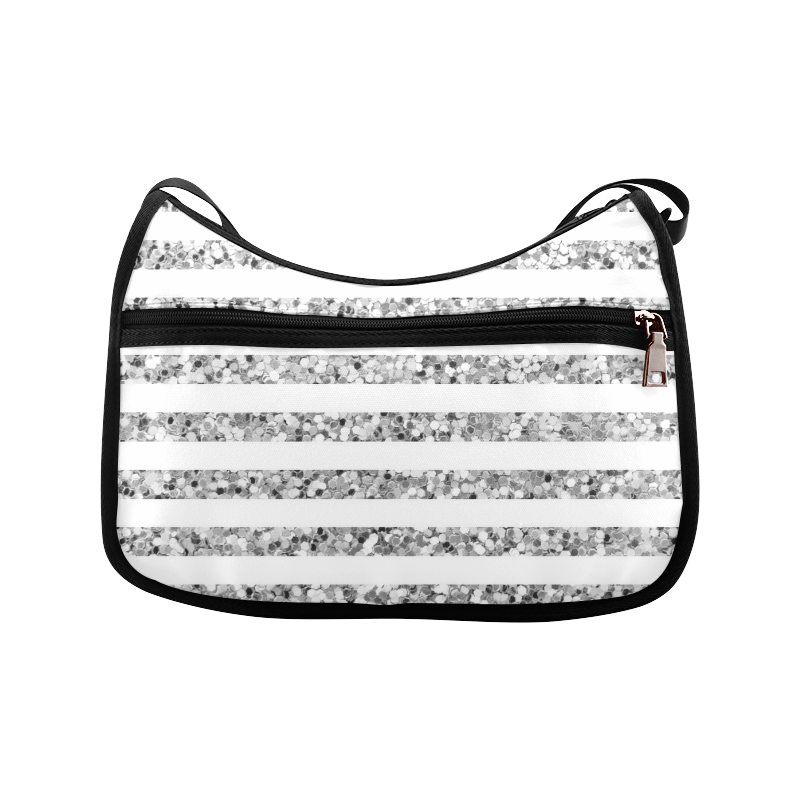 Silver Glitter Sparkle Stripes Crossbody Bags (Model 1616)