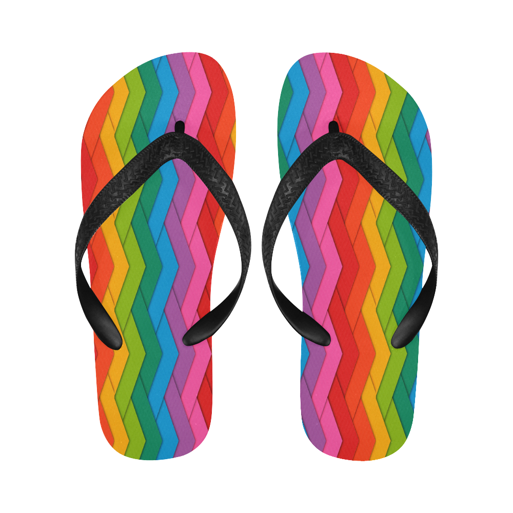 Woven Rainbow Flip Flops for Men/Women (Model 040)