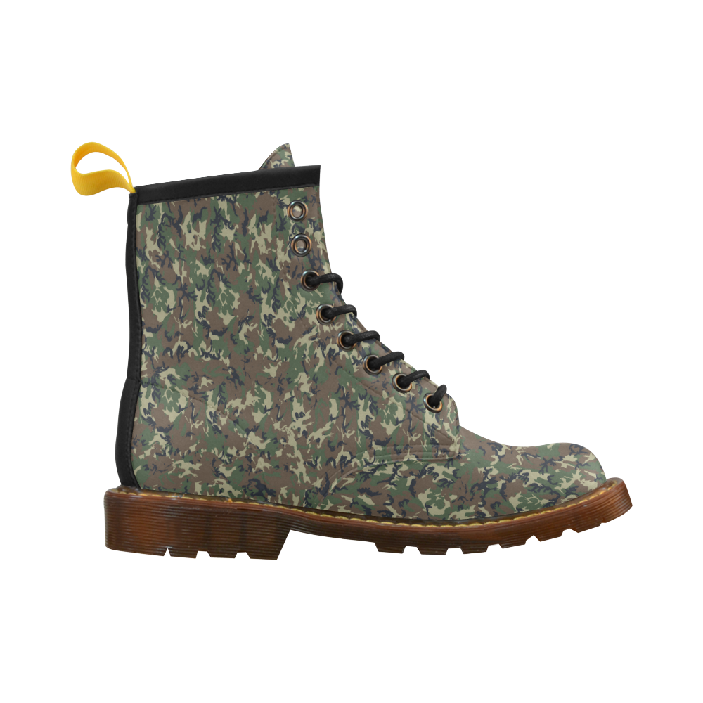 Forest Camouflage Military Pattern High Grade PU Leather Martin Boots For Men Model 402H