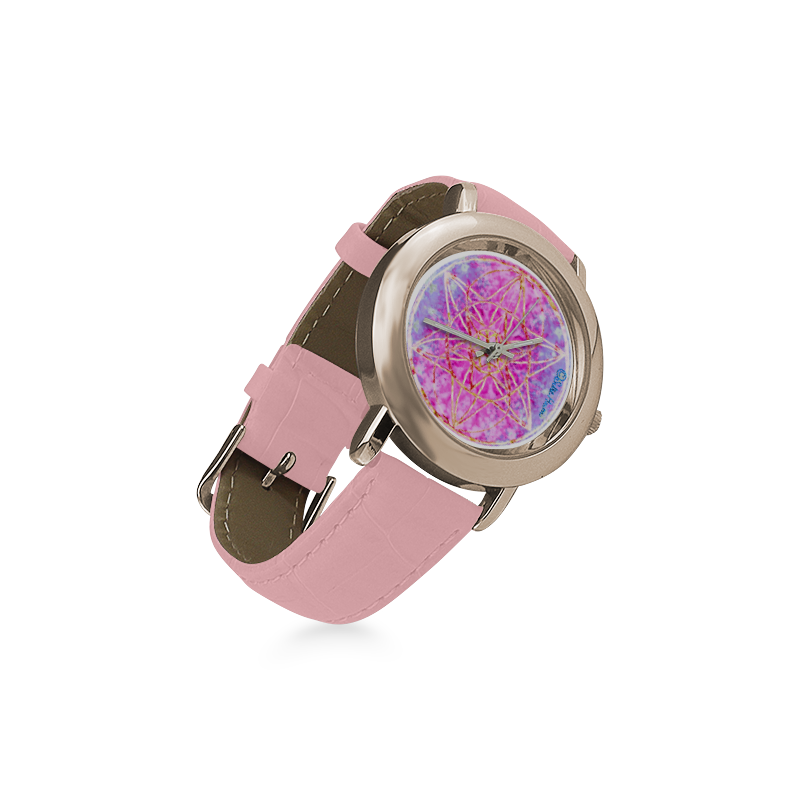 protection in purple colors Women's Rose Gold Leather Strap Watch(Model 201)