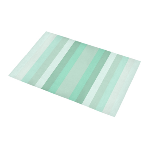 Vertical Mint Green Gradient Stripes Bath Rug 16''x 28''