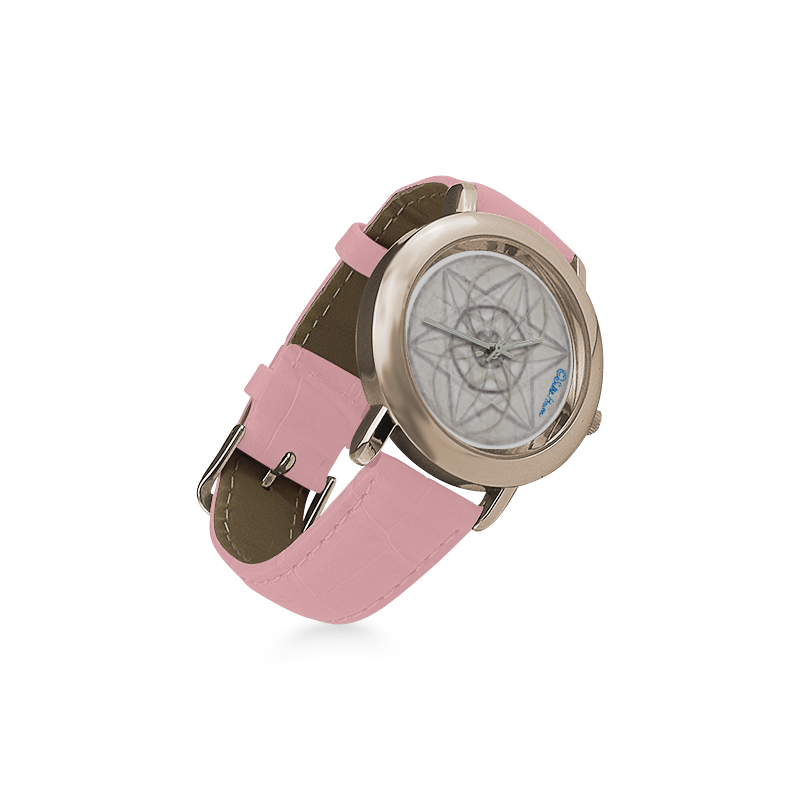 protection through fundamental mineral energy Women's Rose Gold Leather Strap Watch(Model 201)