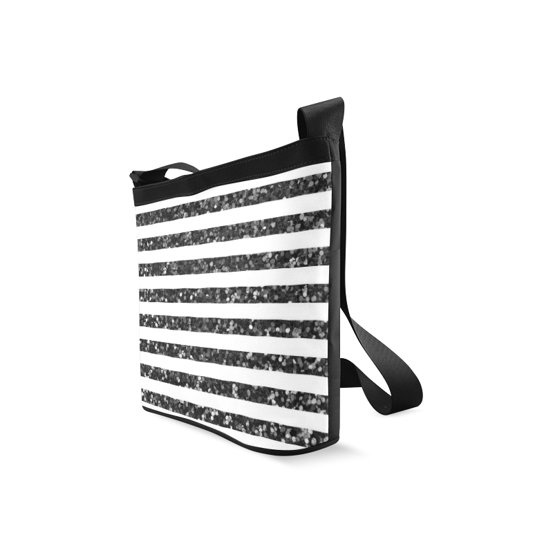Black Glitter Sparkle Stripes Crossbody Bags (Model 1613)