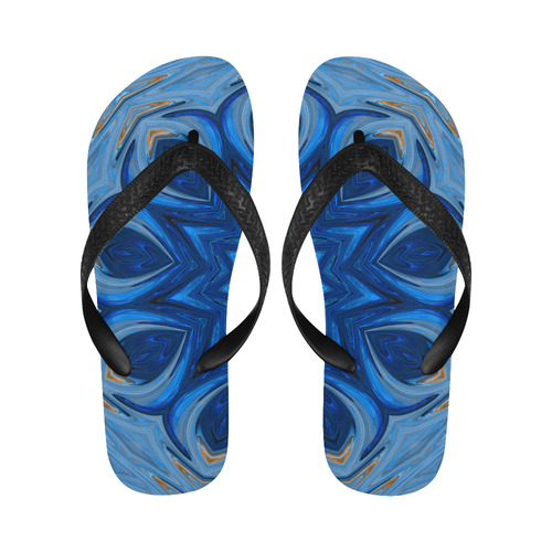 Blue Blossom Mandala Flip Flops for Men/Women (Model 040)