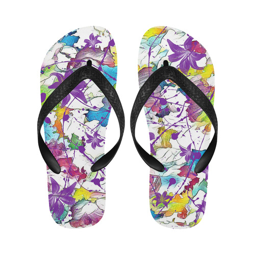 Lilac Lillis Abtract Splash Flip Flops for Men/Women (Model 040)