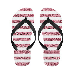 Pink Glitter Sparkle Stripes Flip Flops for Men/Women (Model 040)