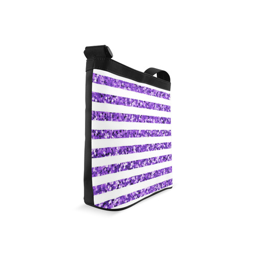Purple Glitter Sparkle Stripes Crossbody Bags (Model 1613)