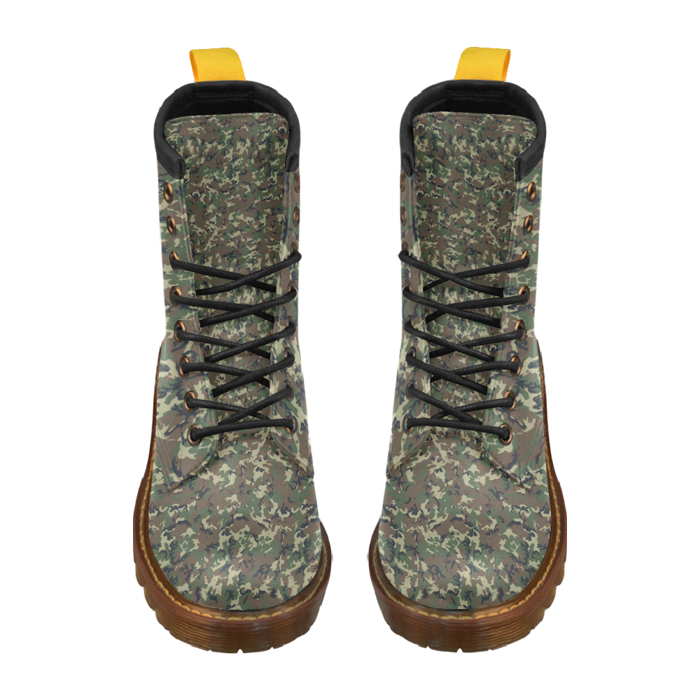 Forest Camouflage Military Pattern High Grade PU Leather Martin Boots For Men Model 402H