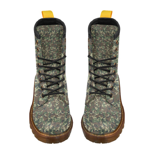 Forest Camouflage Military Pattern High Grade PU Leather Martin Boots For Men Model 402H