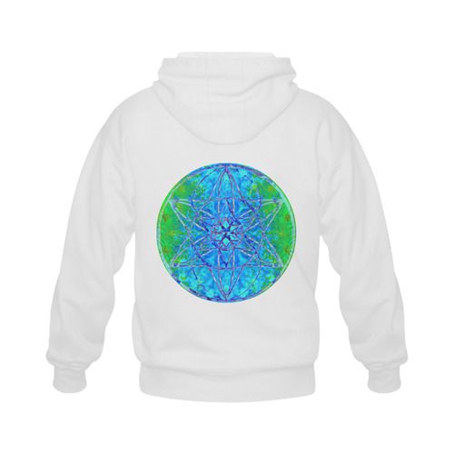 protection in nature colors-teal, blue and green white Gildan Full Zip Hooded Sweatshirt (Model H02)