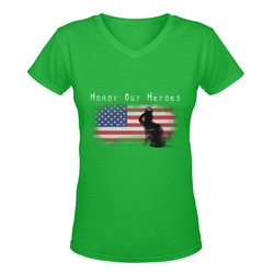 Honor Our Heroes On Memorial Day Women's Deep V-neck T-shirt (Model T19)