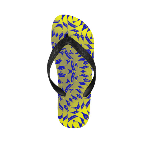 Yellow Blue Gold Mandala Flip Flops for Men/Women (Model 040)