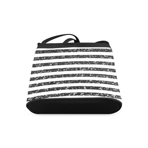 Black Glitter Sparkle Stripes Crossbody Bags (Model 1613)
