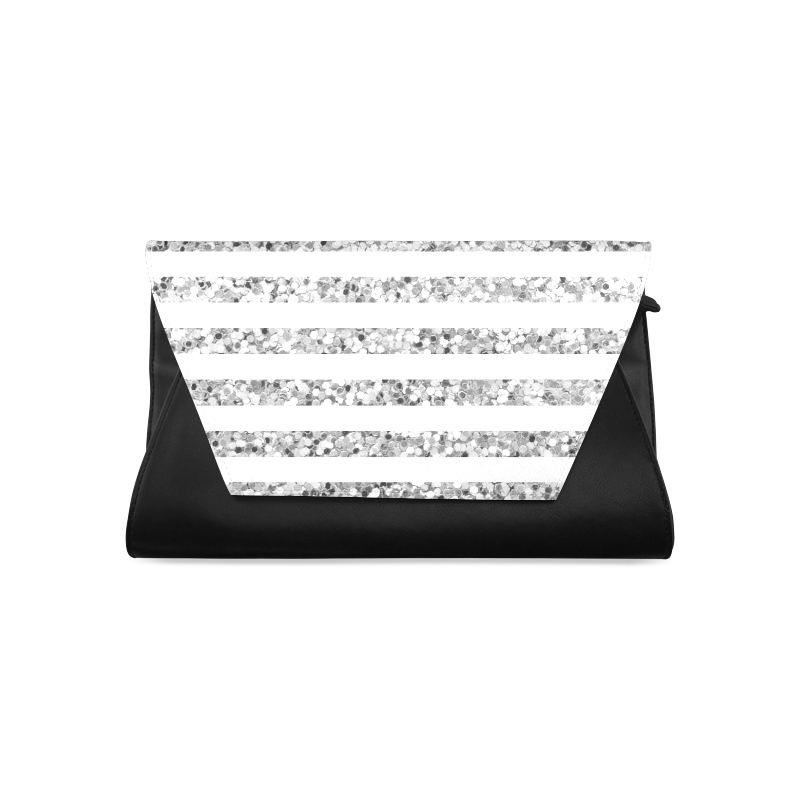 Silver Glitter Sparkle Stripes Clutch Bag (Model 1630)