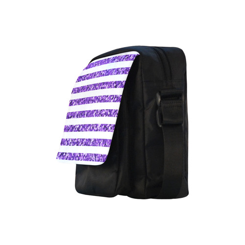 Purple Glitter Sparkle Stripes Crossbody Nylon Bags (Model 1633)