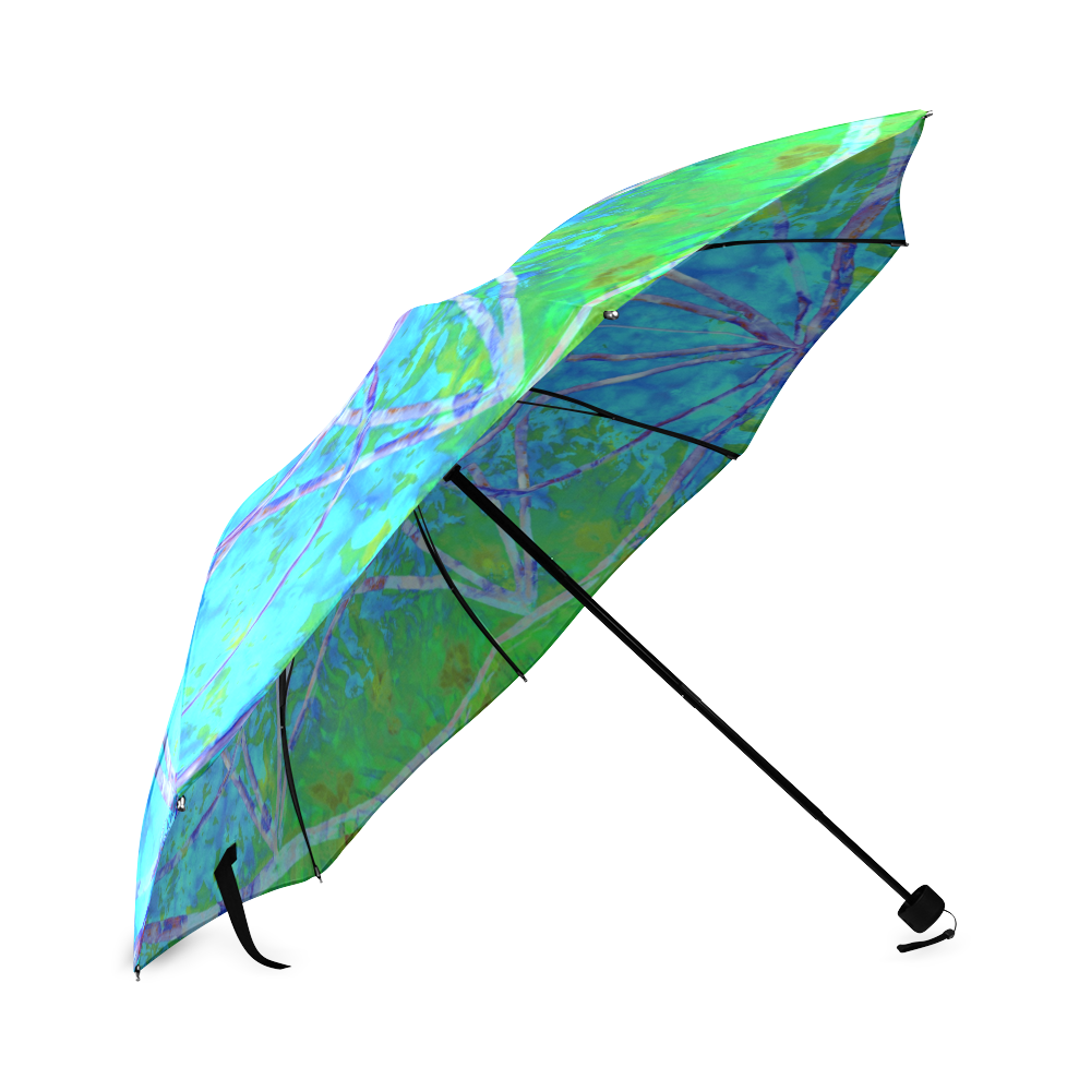 protection in nature colors-teal, blue and green Foldable Umbrella (Model U01)