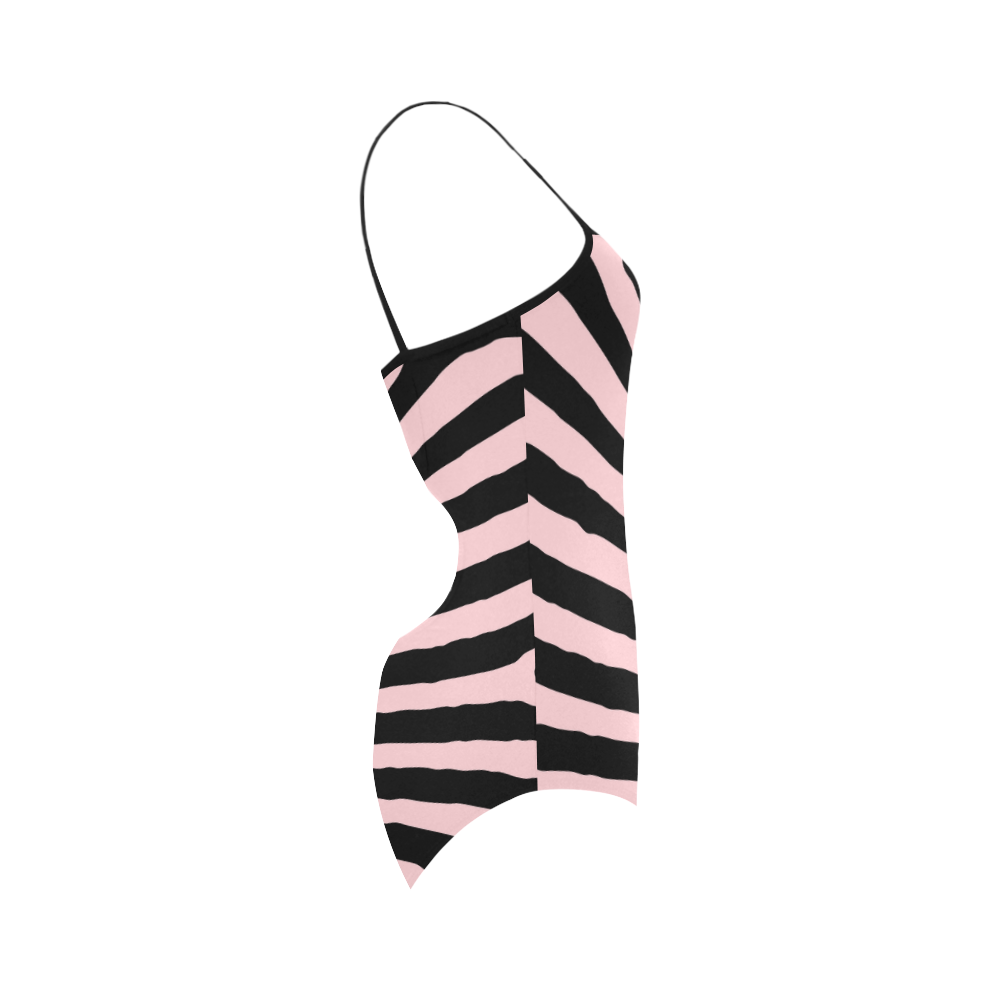 Pink and Black Zebra Stripe Strap Swimsuit ( Model S05)