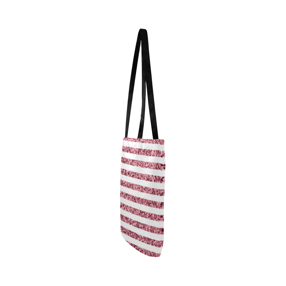 Pink Glitter Sparkle Stripes Reusable Shopping Bag Model 1660 (Two sides)