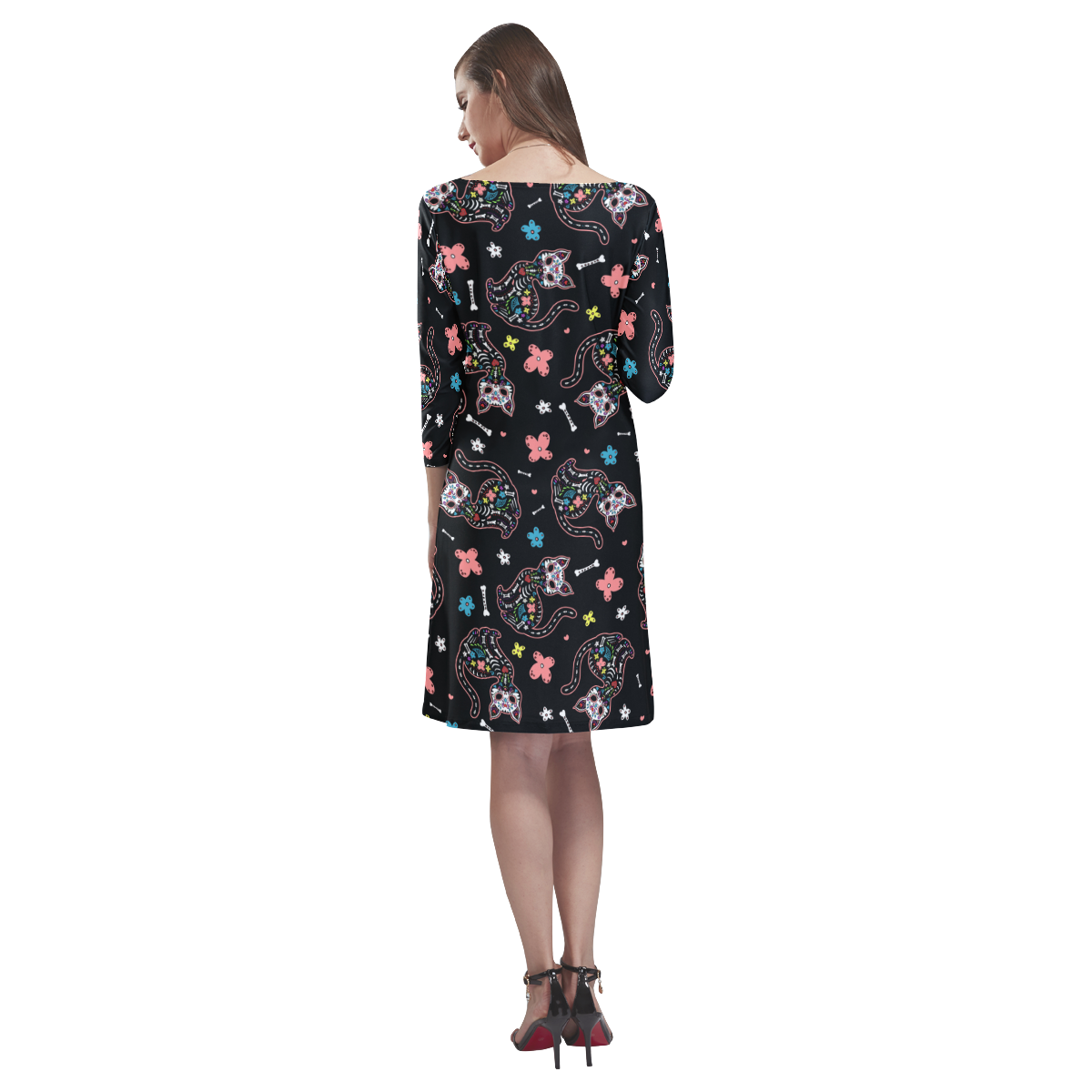 Dia de los Gatos Rhea Loose Round Neck Dress(Model D22)