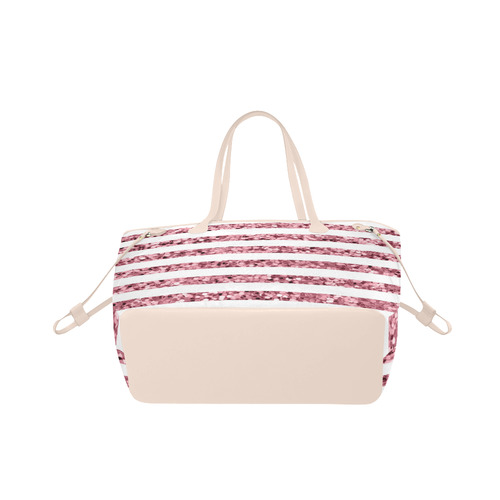 Pink Glitter Sparkle Stripes Clover Canvas Tote Bag (Model 1661)