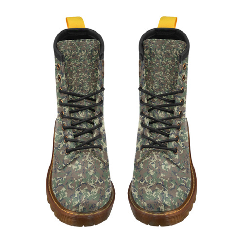 Forest Camouflage Military Pattern High Grade PU Leather Martin Boots For Women Model 402H