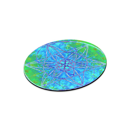 protection in nature colors-teal, blue and green Round Mousepad