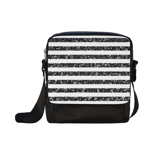 Black Glitter Sparkle Stripes Crossbody Nylon Bags (Model 1633)