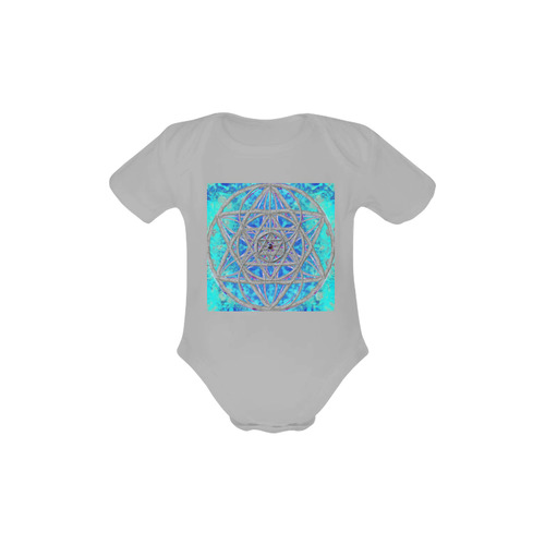 protection in blue harmony grey Baby Powder Organic Short Sleeve One Piece (Model T28)