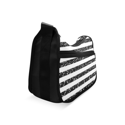 Black Glitter Sparkle Stripes Crossbody Bags (Model 1616)