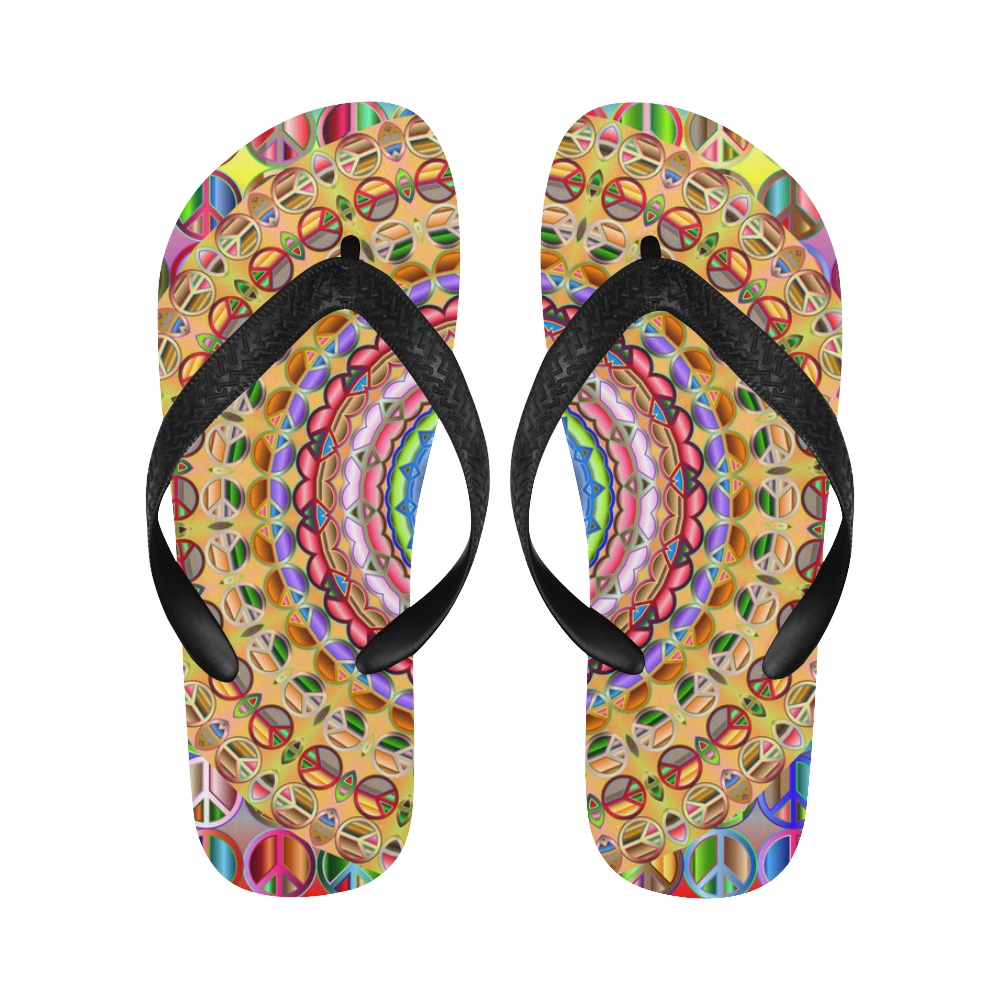 Peace Mandala Flip Flops for Men/Women (Model 040)