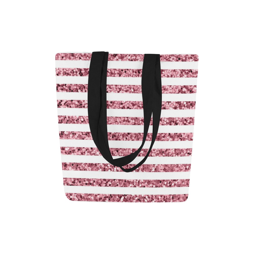 Pink Glitter Sparkle Stripes Canvas Tote Bag (Model 1657)