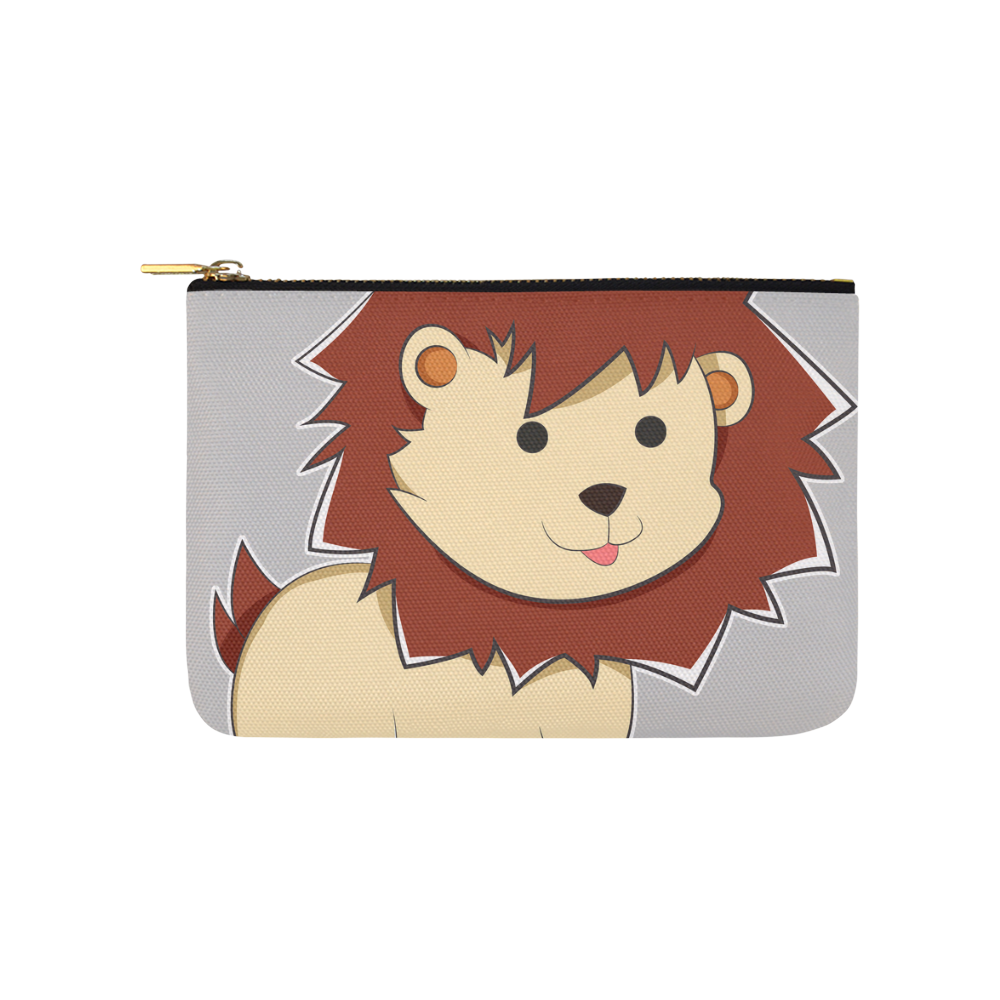 Happy Cartoon Baby Lion Carry-All Pouch 9.5''x6''