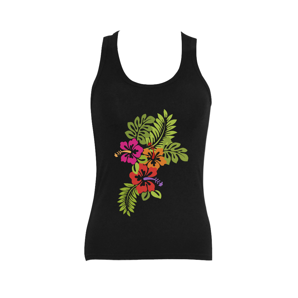 Tropical Hibiscus Blossoms Bouquet Women's Shoulder-Free Tank Top (Model T35)