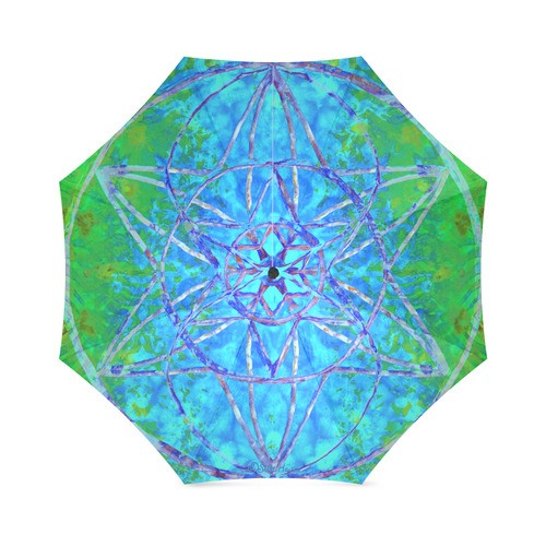 protection in nature colors-teal, blue and green Foldable Umbrella (Model U01)