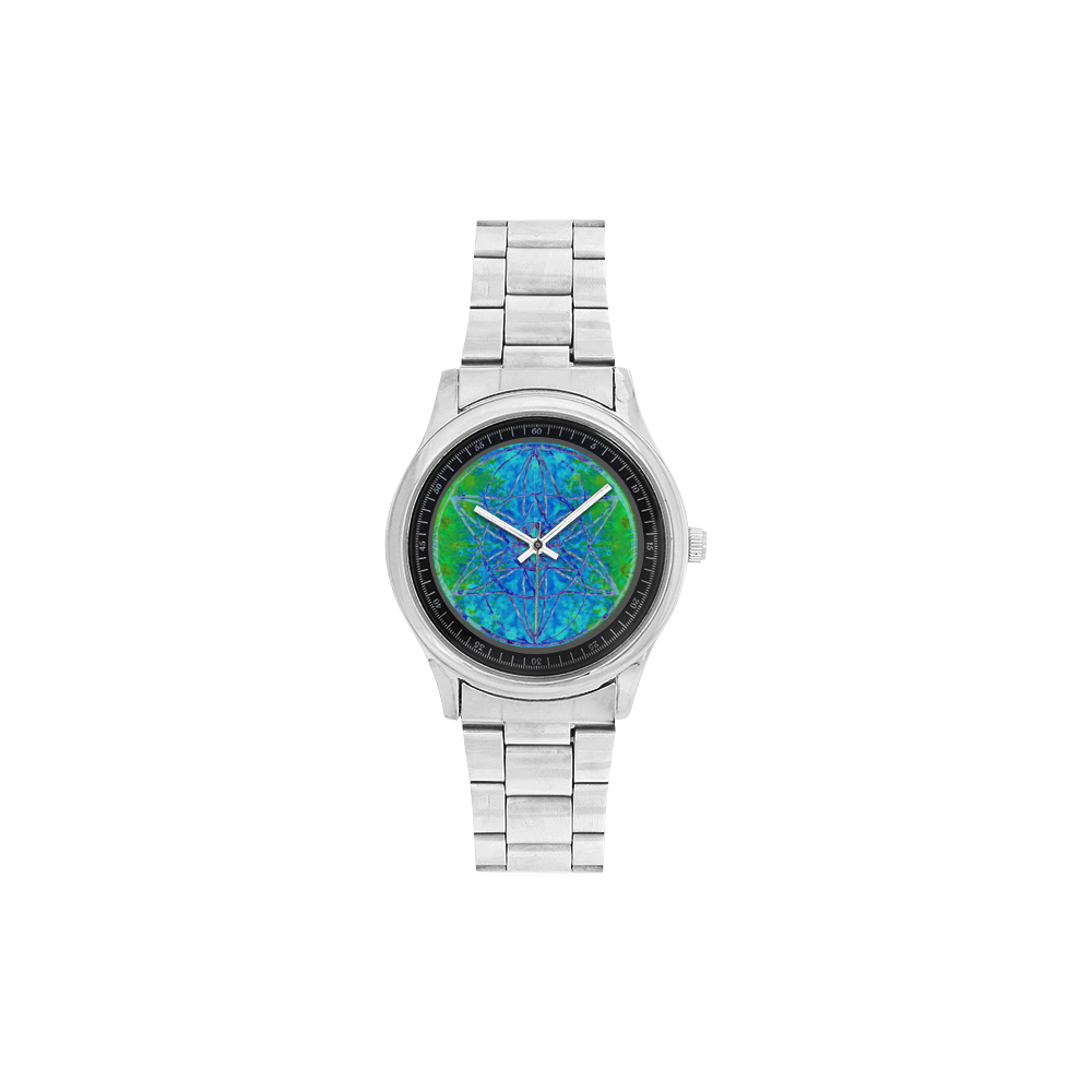protection in nature colors-teal, blue and green Men's Stainless Steel Watch(Model 104)